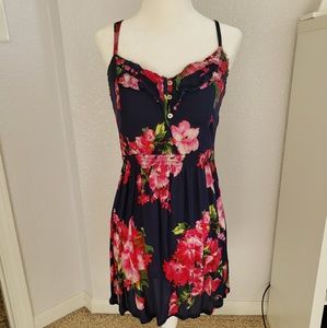 NAVY BLUE AND PINK FLORAL HOLLISTER DRESS